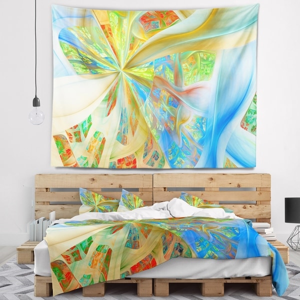 Designart 'Yellow Fractal Exotic Plant Stems' Abstract Wall Tapestry