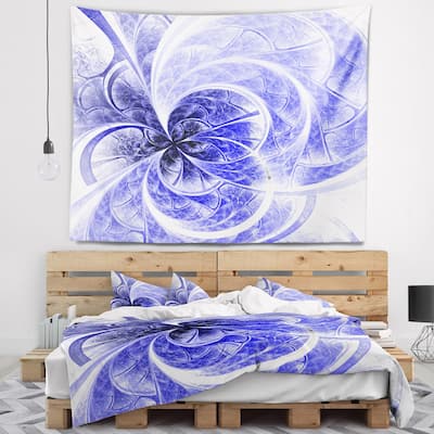 Designart 'Blue Light Fractal Flower Pattern' Abstract Wall Tapestry