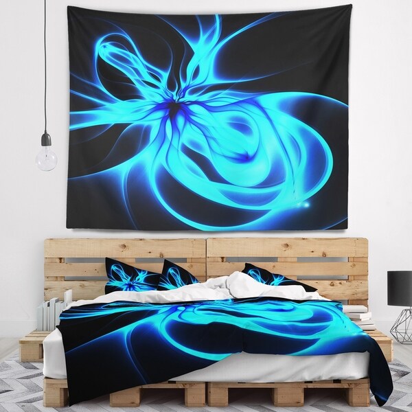 Designart 'Glowing Blue Symmetrical Flower' Abstract Wall Tapestry