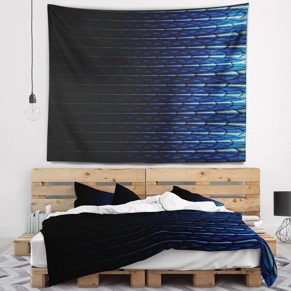 Designart 'Blue Symmetrical Fractal Flower' Abstract Wall Tapestry