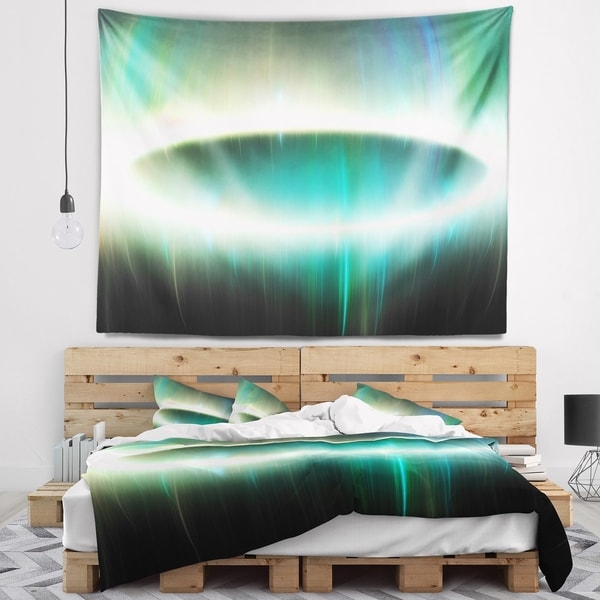 Designart 'Large Green Oval Fractal Light' Abstract Wall Tapestry