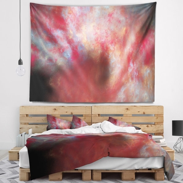 Designart 'Red Starry Fractal Sky' Abstract Wall Tapestry