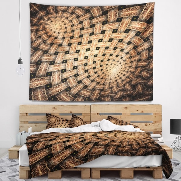 Designart 'Symmetrical Brown Fractal Flower' Abstract Wall Tapestry