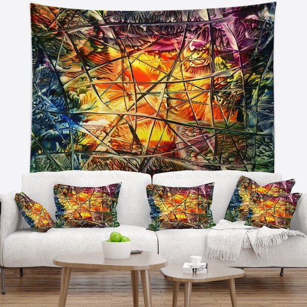 Designart 'Amber Abstract' Abstract Wall Tapestry