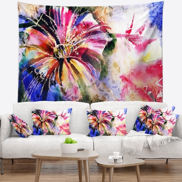 Designart 'Flowers in a Collage' Floral Wall Tapestry