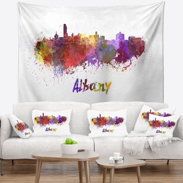 Designart 'Albany Skyline' Cityscape Wall Tapestry