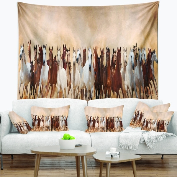 Designart 'Horses Herd in Sand Storm' Landscape Photography Wall Tapestry