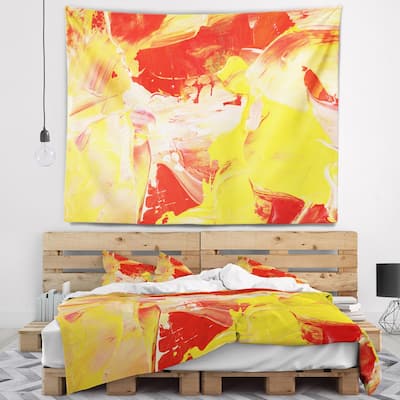 Designart 'Yellow and Red Abstract Art' Abstract Wall Tapestry