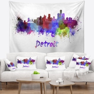 Designart 'Detroit Skyline' Cityscape Wall Tapestry - Bed Bath & Beyond ...