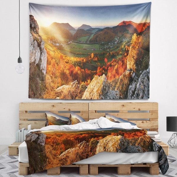 Designart 'Autumn Mountains Panorama' Photography Wall Tapestry