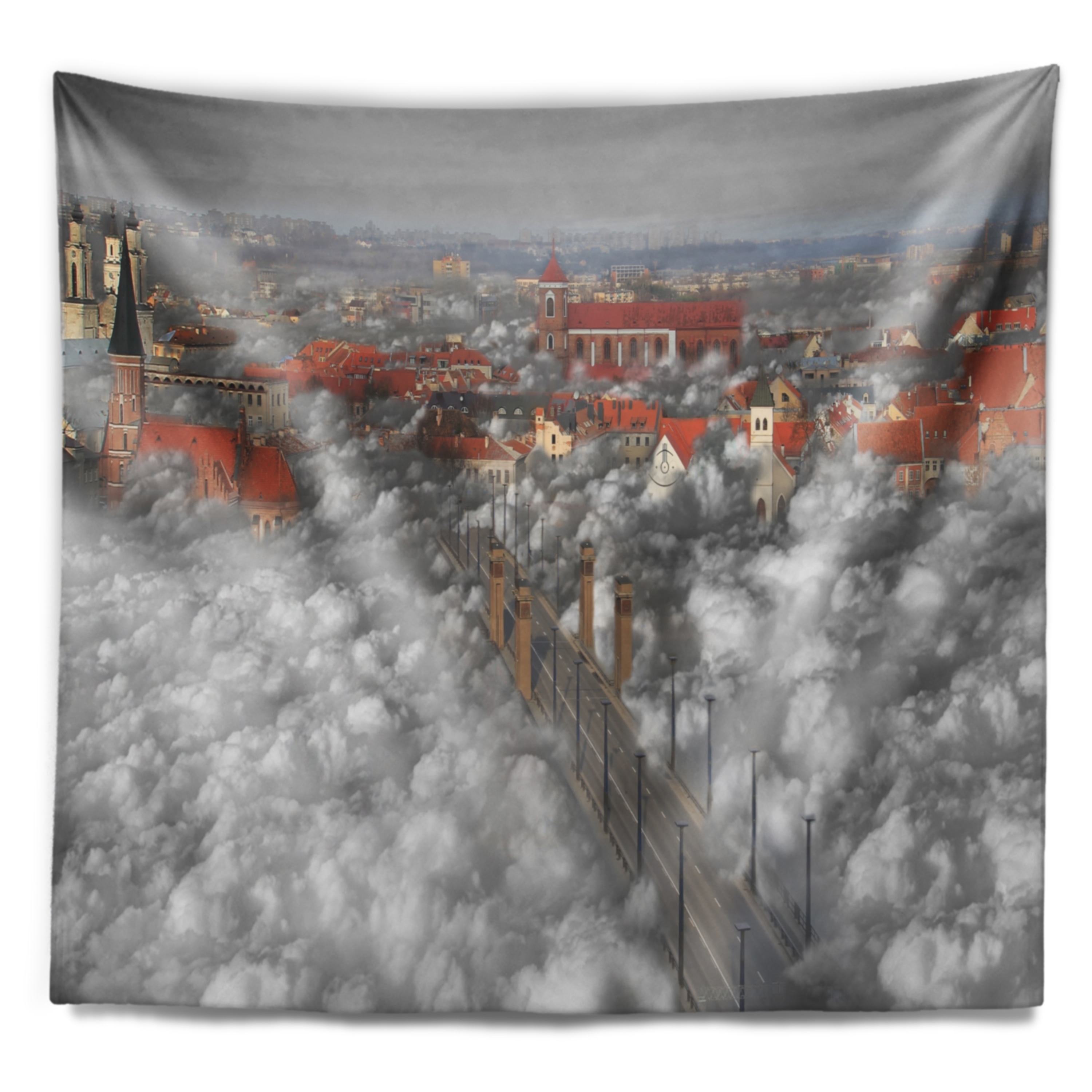 Designart 'When the Cloud Descends' Abstract Wall Tapestry - Bed