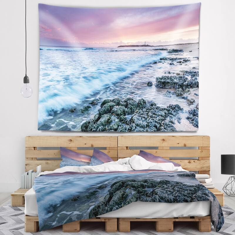 Designart 'Sunset on Cape Trafalgar Beach' Seascape Wall Tapestry