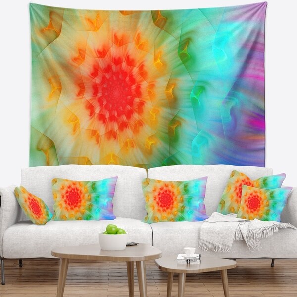 Designart 'Red Fractal Petals Dandelion' Floral Wall Tapestry