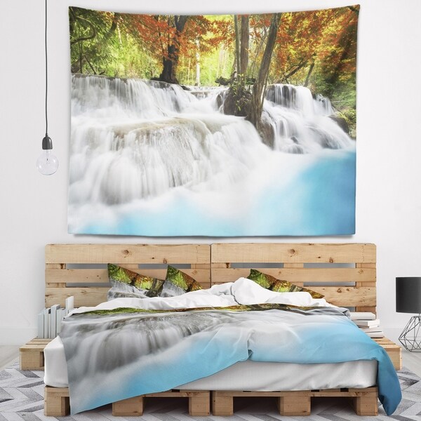 Designart 'Roaring Erawan Waterfall' Landscape Wall Tapestry