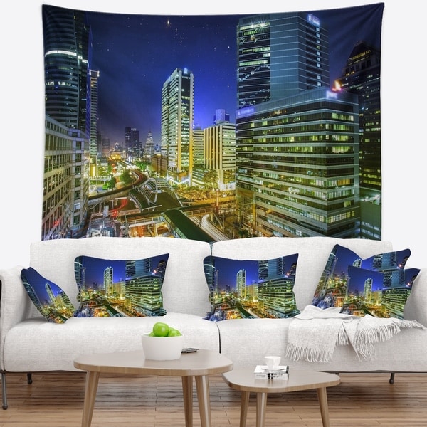 Designart 'Bangkok City Night View Cityscape' Photography Wall Tapestry