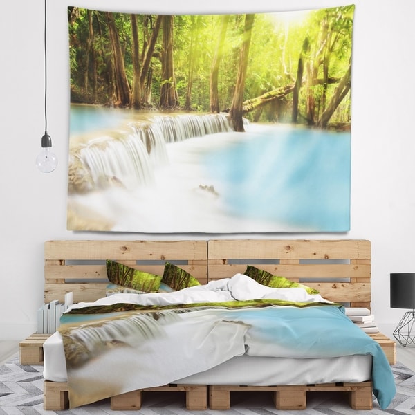 Designart 'Waterfall of Huai Mae Kamin' Landscape Wall Tapestry