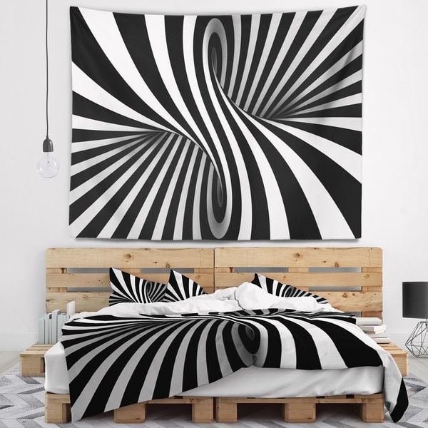 Black and white online tapestry bedroom