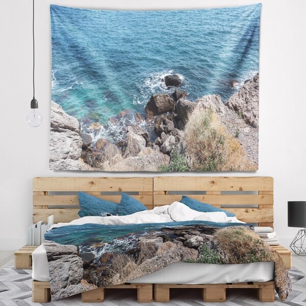 Designart 'Blue Waters at Crimean Peninsula Beach' Seashore Wall Tapestry