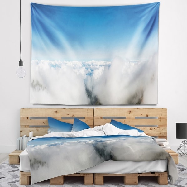 Designart 'Bright Blue Sky above Clouds' Contemporary Landscape Wall Tapestry