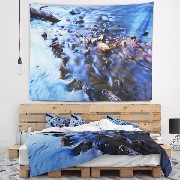 Designart 'Rock Blue River Panorama' Oversized Beach Wall Tapestry