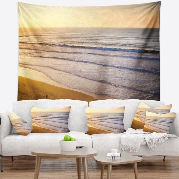 Designart 'Stunning Orange Sunset Over Beach' Seascape Wall Tapestry