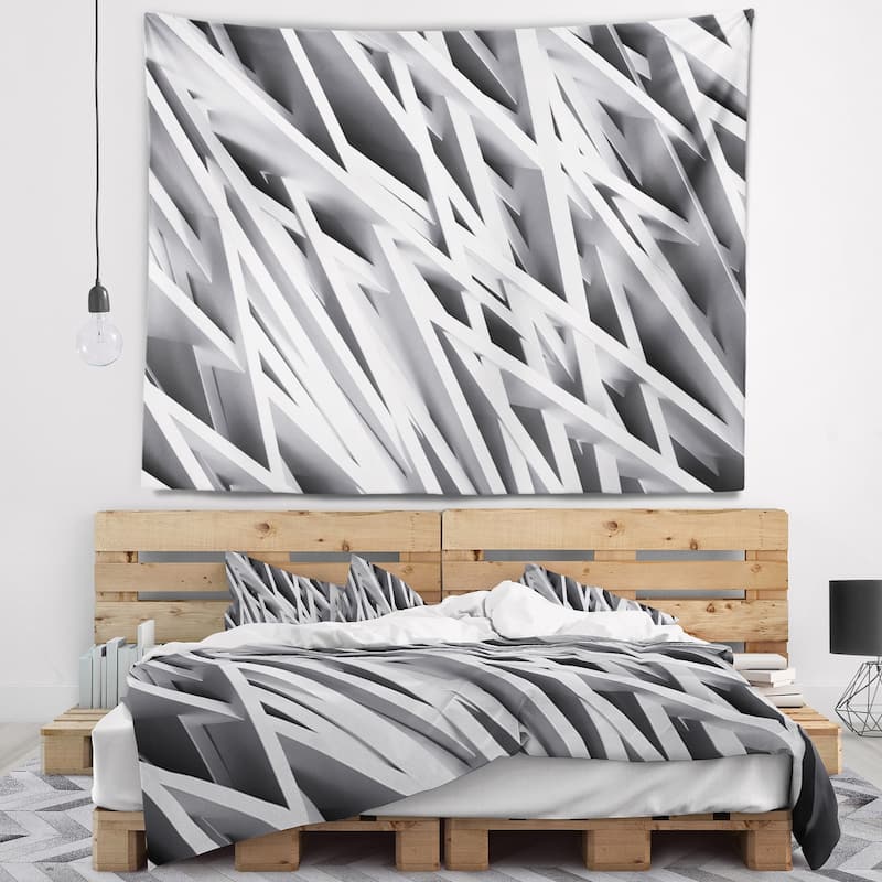 Designart 'White Geometric' Abstract Wall Tapestry