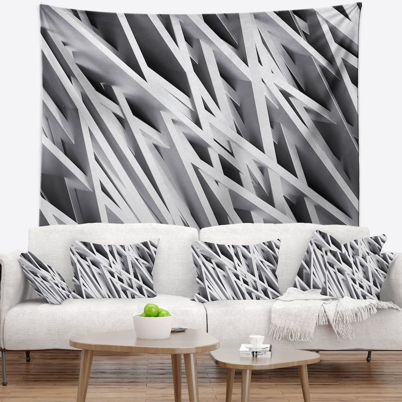 Designart 'White Geometric' Abstract Wall Tapestry