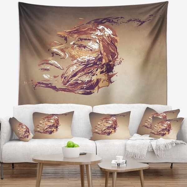 Designart 'Chocolate Portrait of Woman' Abstract Portrait Wall Tapestry