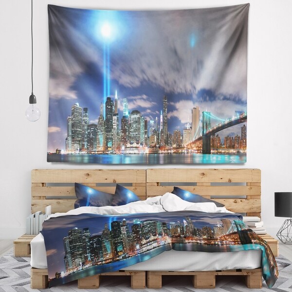 Designart 'Manhattan Panorama' Cityscape Photo Wall Tapestry