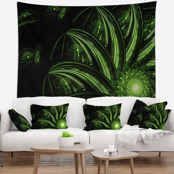 Designart 'Strange Green Flower' Floral Wall Tapestry