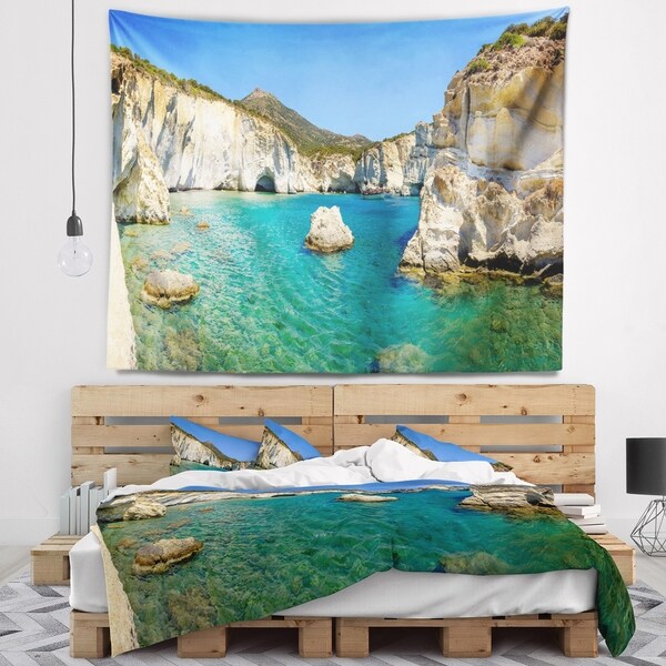 Designart 'Turquoise Water Beach Panorama' Seashore Wall Tapestry