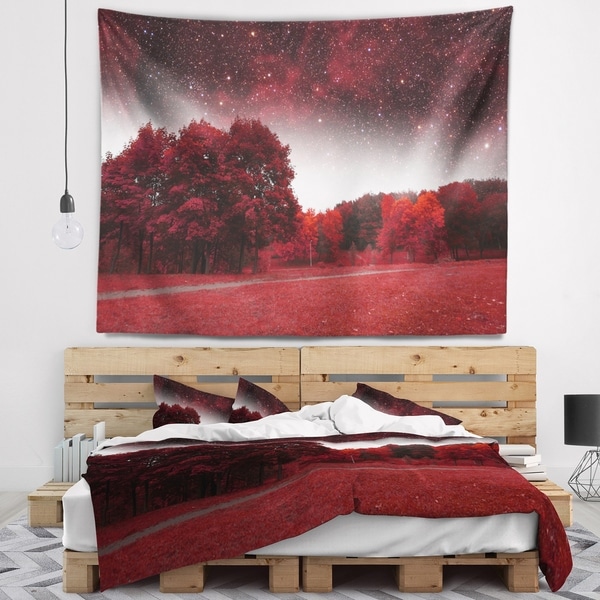 Designart 'Mystical Red Spring Night' Landscape Wall Tapestry