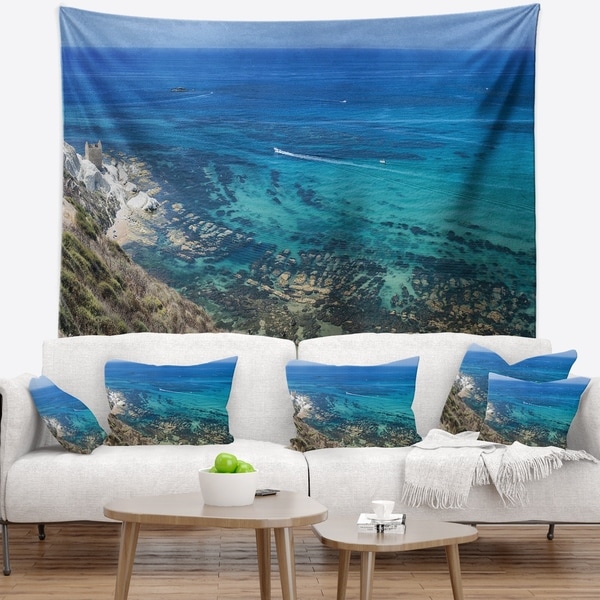 Designart 'White Tip Agrigento in Sicily Italy' Landscape Wall Tapestry