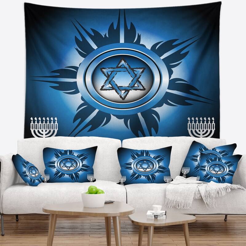 Designart 'Jewish Symbols' Abstract Wall Tapestry - Bed Bath & Beyond ...