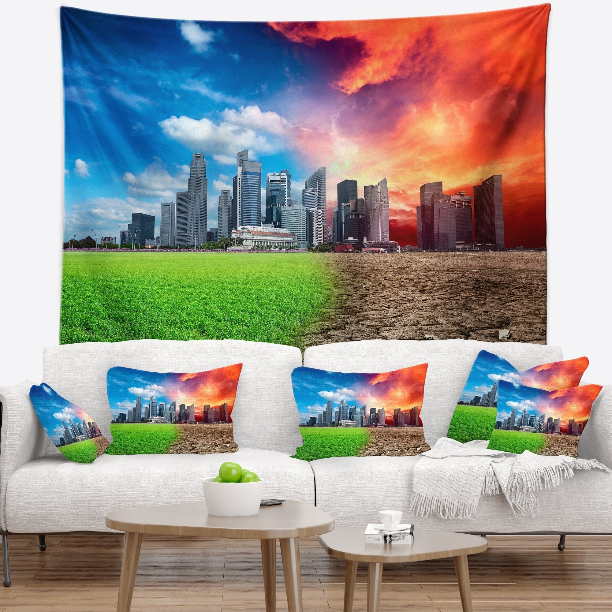 Designart 'Global Warming' Landscape Wall Tapestry - Bed Bath & Beyond 