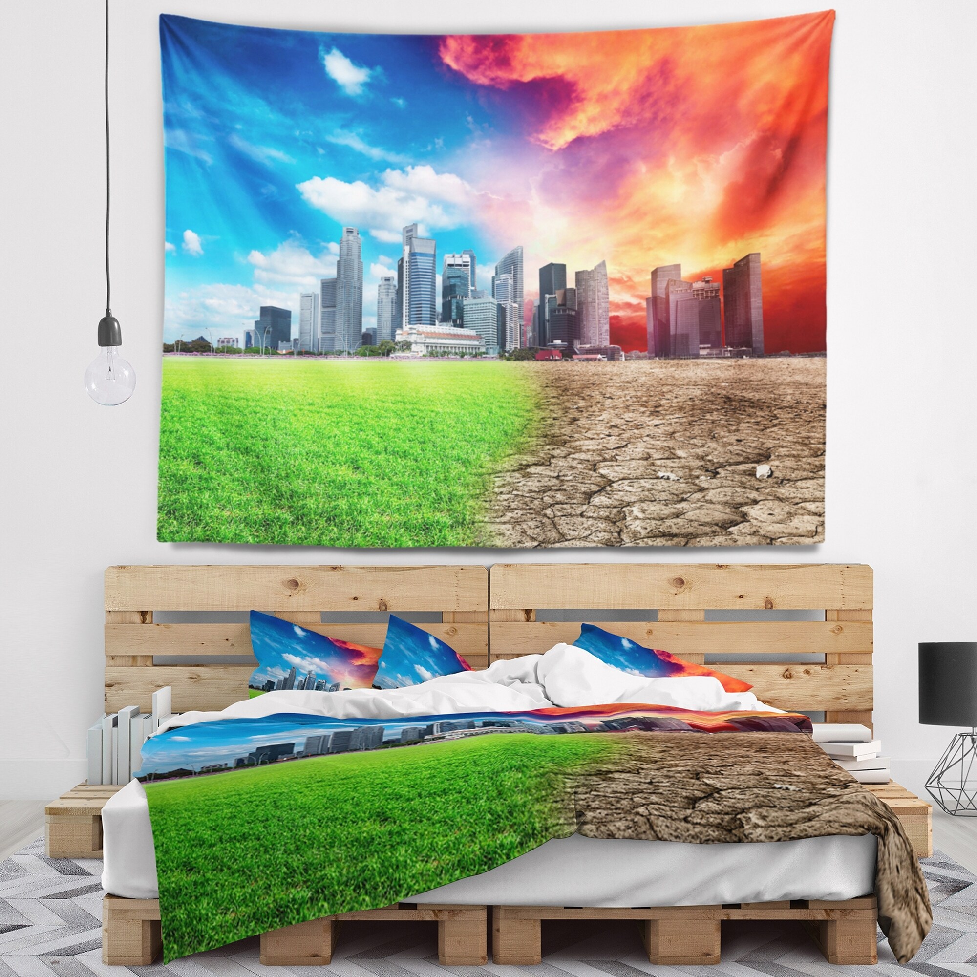 Designart 'Global Warming' Landscape Wall Tapestry - Bed Bath & Beyond 