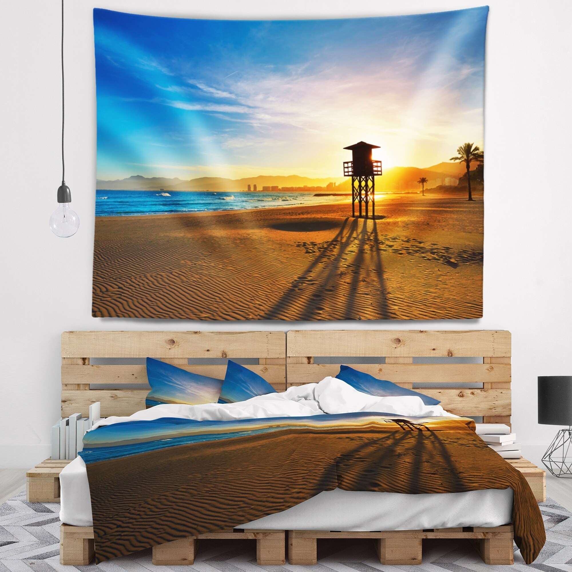Designart TAP10464-80-68 Colorful Sunset in Valencia Modern Beach Blanket D/écor Art for Home and Office Wall Tapestry x Large Created On Lightweight Polyester Fabric x 68 in 80 in