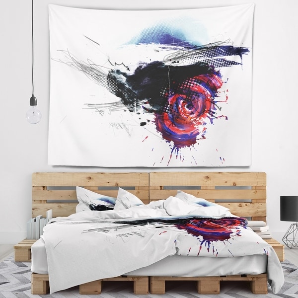 Designart 'Dark Blue Abstract Splashes' Abstract Wall Tapestry