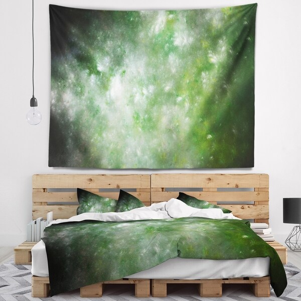 Designart 'Blur Green Starry Fractal Sky' Abstract Wall Tapestry