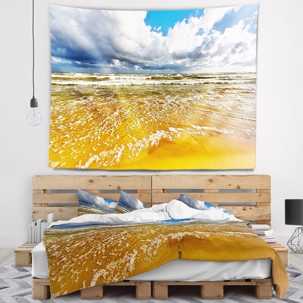 Designart 'Stormy Summer Sea with White Clouds' Seascape Wall Tapestry