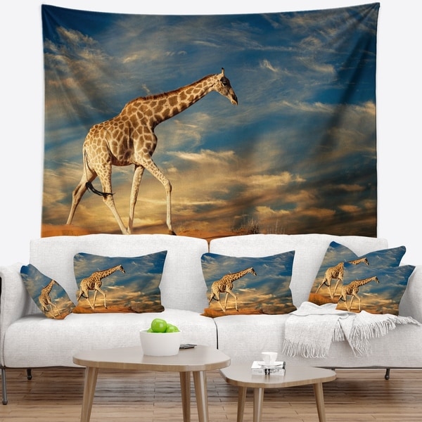 Designart 'Giraffe on Sand Dune' Animal Wall Tapestry