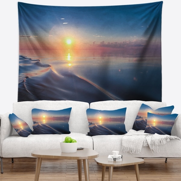 Designart 'Smooth Sea Surface under Sunset' Beach Photo Wall Tapestry