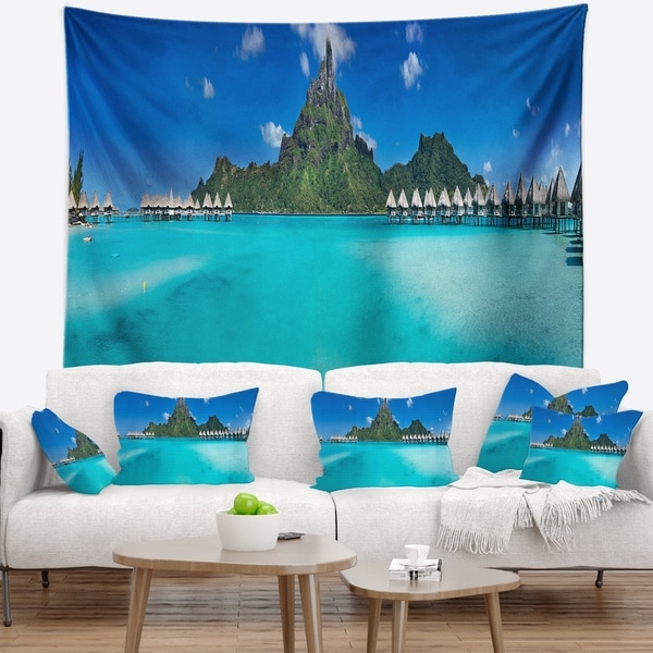 Designart 'Bora Bora Panorama Beach' Seascape Wall Tapestry