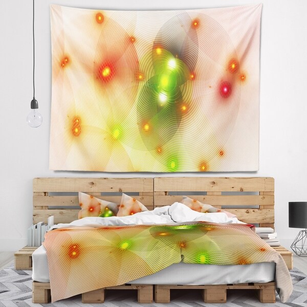 Designart 'Orange Fractal Lights in Fog' Abstract Wall Tapestry