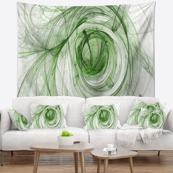 Designart Ball of Yarn Green Spiral Abstract Wall Tapestry Bed