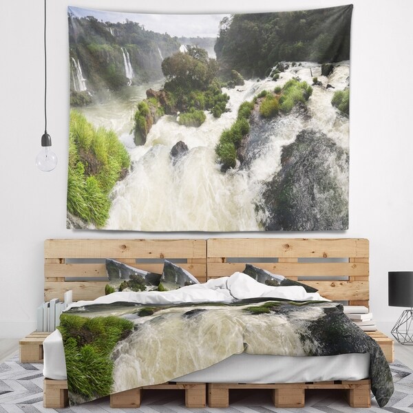 Designart 'Waterfall Iguacu Falls in Brazil' Landscape Wall Tapestry