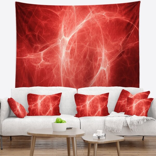 Designart 'Bright Lightning on Red Sky' Floral Wall Tapestry