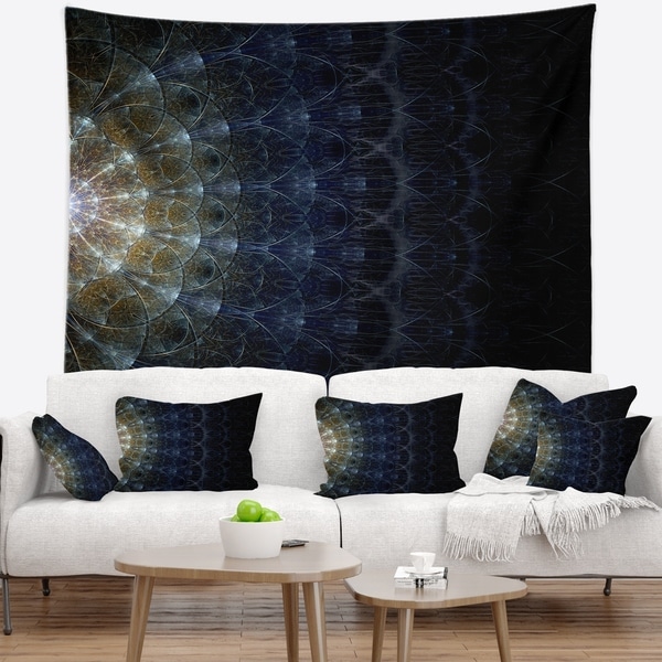Designart 'Symmetrical Blue Silver Fractal Flower' Abstract Wall Tapestry