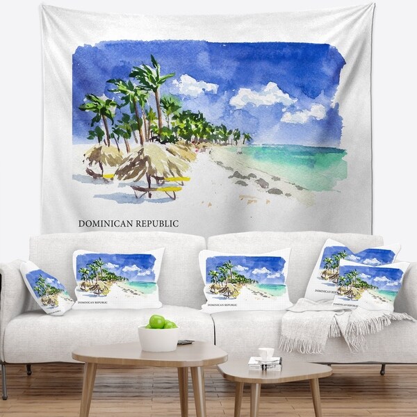 Designart 'Dominican Republic Vector Illustration' Cityscape Painting Wall Tapestry