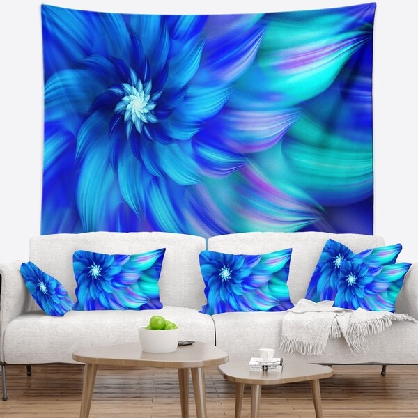 Designart 'Massive Blue Fractal Flower' Floral Wall Tapestry